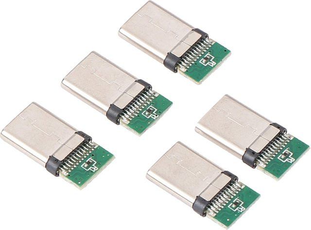 ESHYLALA 5er Set USB 3.1 Typ C Stecker DIY Lötstecker für PC-Boards in Silber - Bild 1
