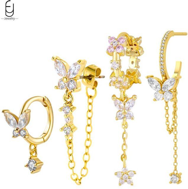 YUXINTOME Ohrringe, 925 Silber, Bunt, Zirkonia, Damen - Bild 1