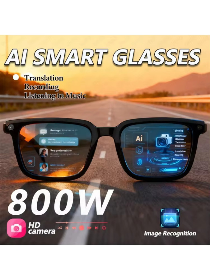 XMSJ KI-Smart-Brille mit KI-Übersetzung, 8MP HD-Kamera, 4K-Aufnahme, Bildkonversation und Musikwiedergabe in Schwarz oder Weiß - Bild 7