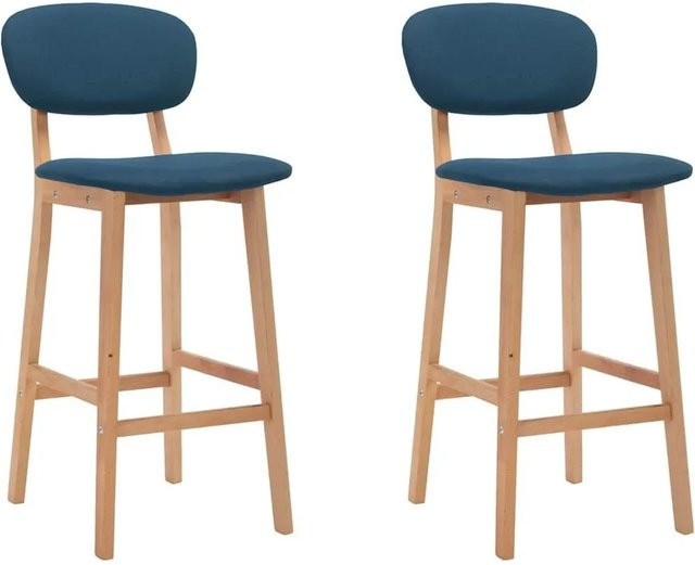 vidaXL Barhocker 2er Set Blau Stoff Modern B/T/H: 45 x 47 x 92 cm, 45 x 47 x 110 cm - Bild 1