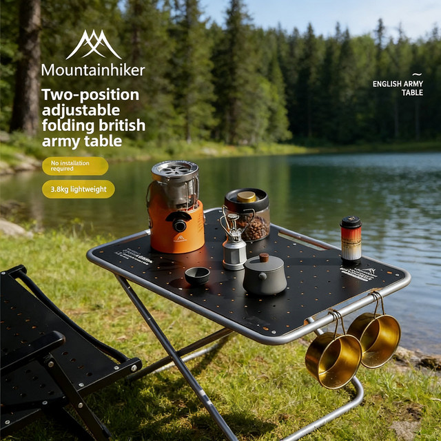 Mountainhiker Taktischer Outdoor-Camping-Klapptisch aus Aluminiumlegierung, Schwarz - Bild 1