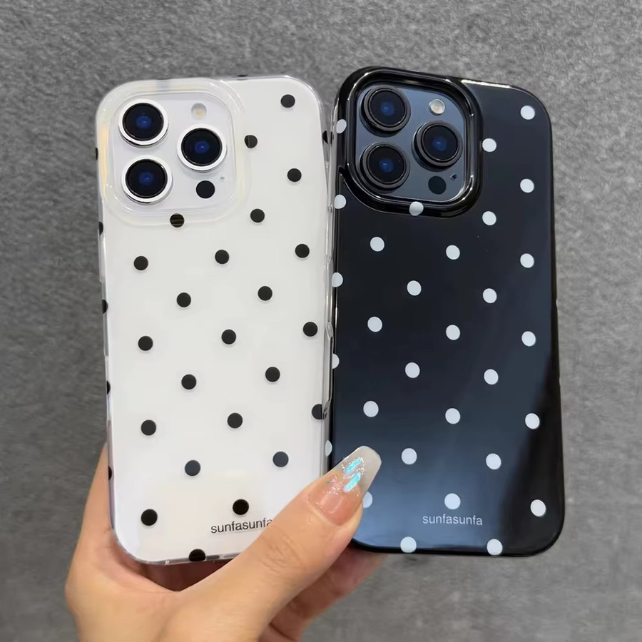 Schwarz-Weiß Gepunktete Handyhülle für Xiaomi Mi 15T 15 11 Poco X6 M7 M6 X5 F5 F7 X3 M3 NFC GT Lite Pro 4G 5G Cover - Bild 1