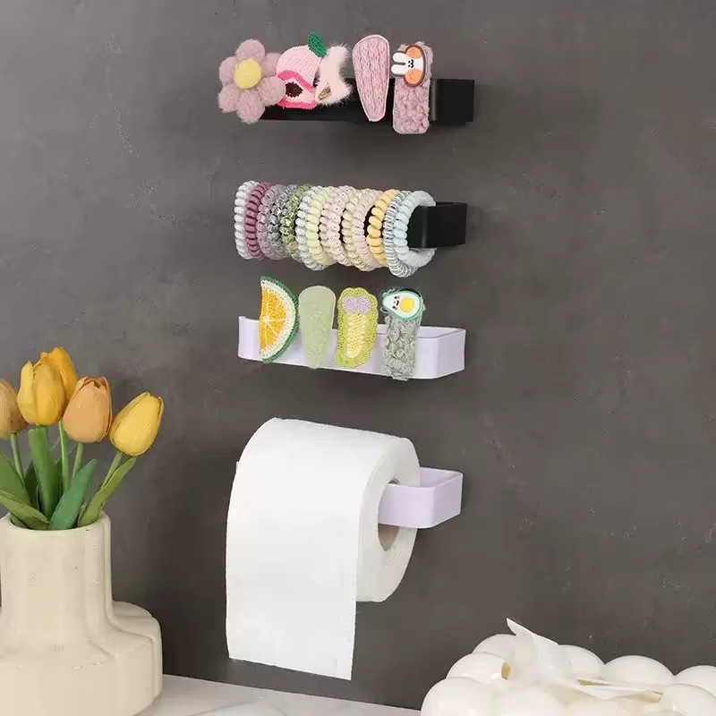 Multifunktionaler Papierhandtuchhalter zur Wandmontage ohne Bohren mit selbstklebender Befestigung für Badezimmer und Haushalt in Schwarz oder Weiß - Bild 4