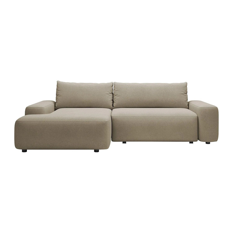 Vente-unique Schlafsofa Daviso in L-Form mit Schlaffunktion, Farbe Taupe/Beige, Stoffbezug - Bild 2