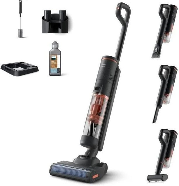 Philips 2-in-1 Akku-Staubsauger und Wischsauger XW6264/11 6000er Serie PowerCyclone Aqua Schwarz & Koralle - Bild 1