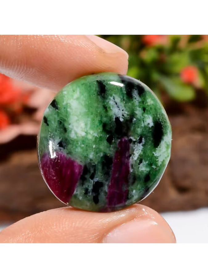 CrystalHola Rubin-Zoisit Scheibenstein in Rot-Grün, getrommelter Edelstein für Meditation und Dekoration - Bild 6