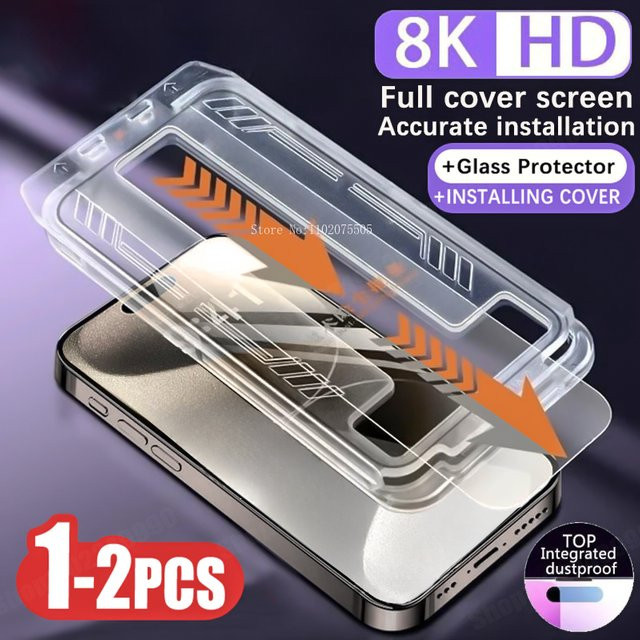 8K Premium Gehärtetes Glas Display Schutz für Apple iPhone 15 14 13 12 Pro Max Mini Plus, Transparent - Bild 1