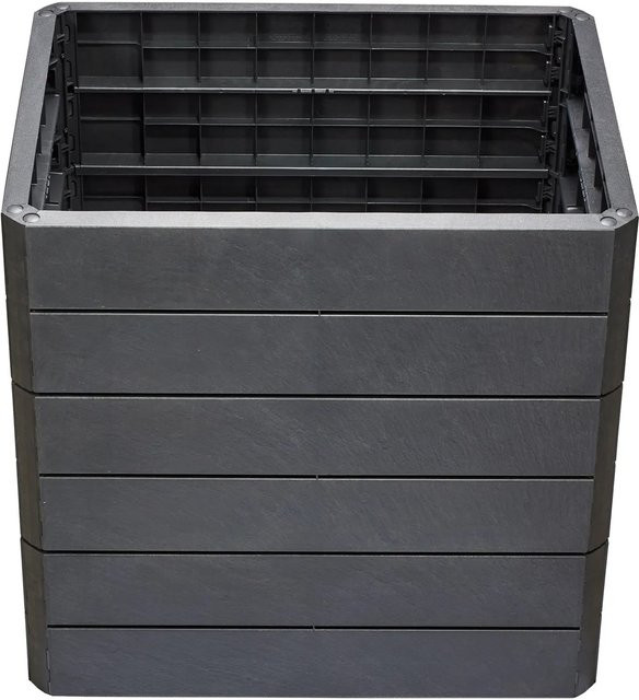 Garantia Hochbeet Ergo Quadro M 75 in Stone Anthracite mit 3D-Steinoptik aus Recyclingkunststoff, B/T/H: 75 x 60 x 60 cm - Bild 1