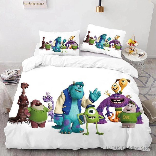 Flylo Monsters Inc Bettwäscheset mit Mike Wazowski und Sulley, 3-teilig, Weiß, B/H: 140 x 200 cm - Bild 1