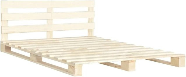 vidaXL Palettenbett aus Massivholz Kiefer in Braun und Beige, B/T: 200 x 200 cm - Bild 1