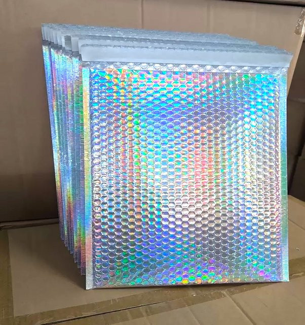 30 Stück holografische Luftpolstertaschen in Pink, wasserdichte und selbstklebende Versandtaschen aus Kunststoff mit Glitzer-Effekt - Bild 1