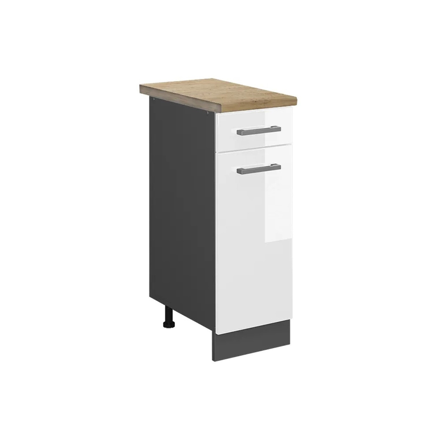 Vicco Küchenunterschrank R-Line in Weiß Hochglanz und Anthrazit mit Eiche-Optik, B/T/H: 30 x 60 x 81,6 cm - Bild 2