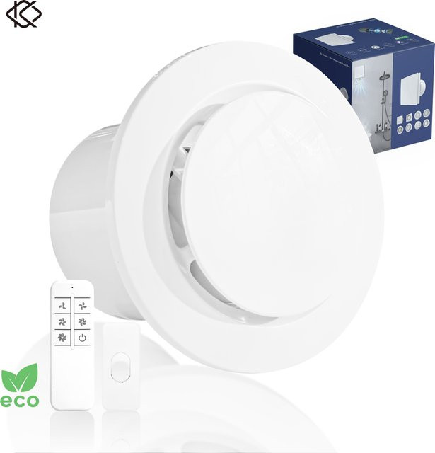 KCvents Wandventilator mit Backdraft-Dämpfer und Fernbedienung für Badezimmer und Küche in Weiß - Bild 1