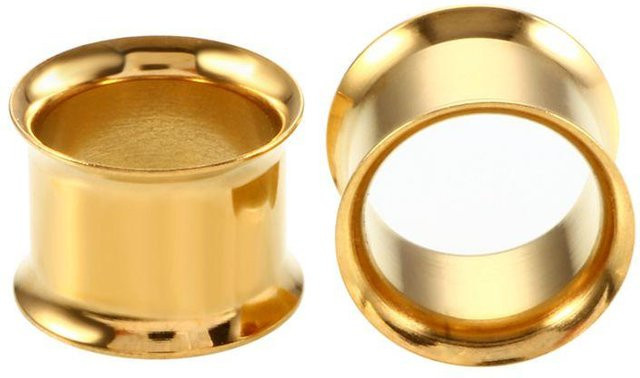 YULIN Ohrdehner Tunnel Plug, Edelstahl, Gold, 4mm, Damen - Bild 1