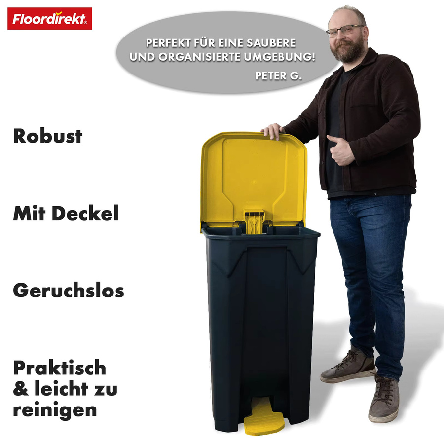 Floordirekt Mülleimer Olaf mit Pedal aus Kunststoff in Grau und Mehrfarbig - Bild 2