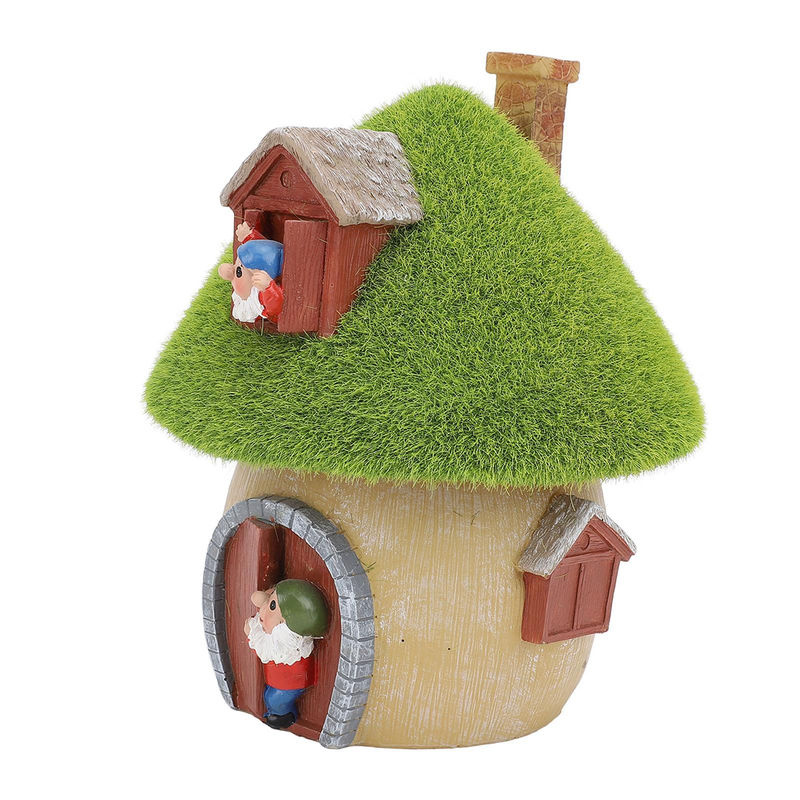 Koogeelife Solar Gartenstatue Haus Ornament aus Resin in Braun und Multicolour für den Außenbereich - Bild 2