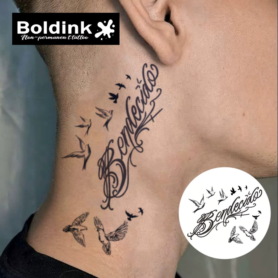 Boldink Temporäres Tattoo, betende Vögel, wasserfest, Unisex - Bild 2