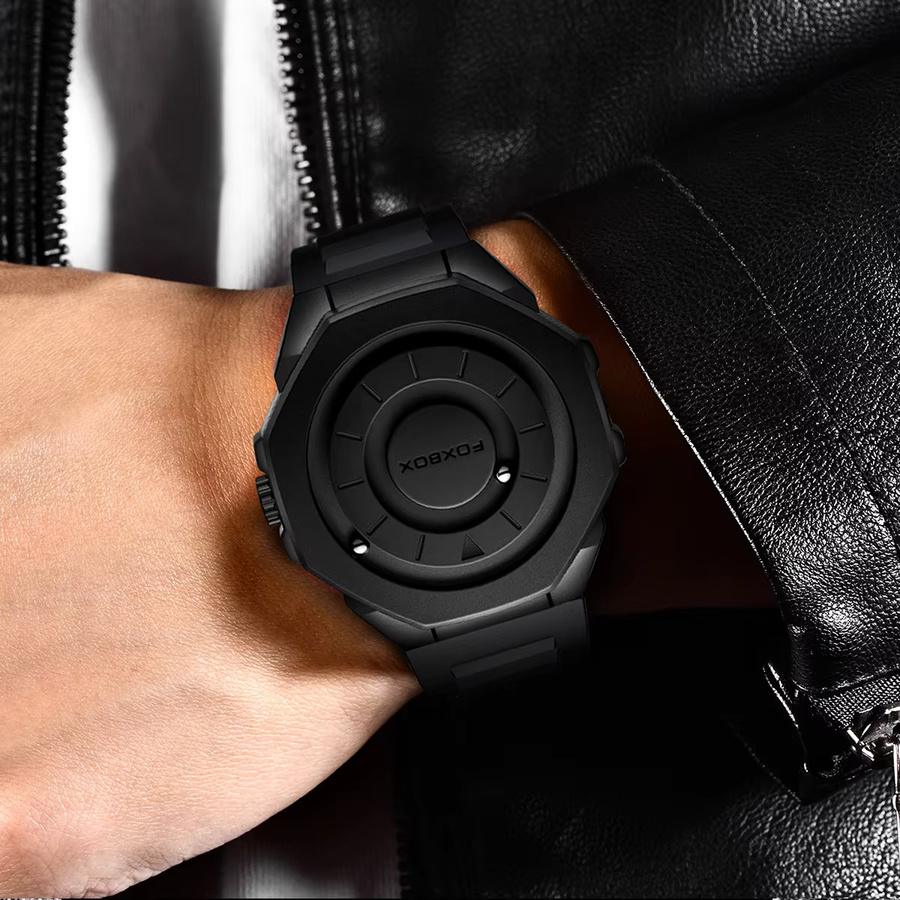 FOXBOX Armbanduhr Edelstahl, Quarz, Schwarz, Herren - Bild 5