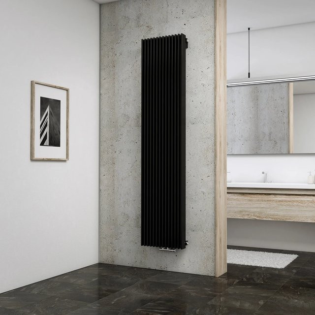Schulte Design-Heizkörper London Anthrazit mit Mittenanschluss und Wandhalterung, Leistung: 1.556 W, Höhe: 140,0 cm - Bild 1