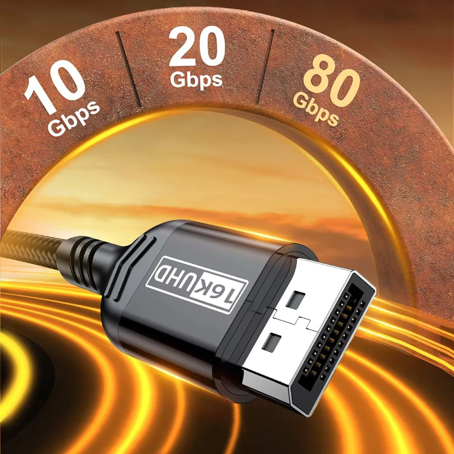 TelDaykemei DisplayPort 2.1 Kabel 16K 80Gbps mit 12Bit HDR und VRR in Schwarz - Bild 3
