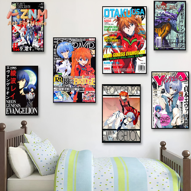 E-Evang-elions Anime Vintage Poster selbstklebender Retro-Kraftpapieraufkleber in Mehrfarbig für deine DIY Raumdekoration - Bild 1
