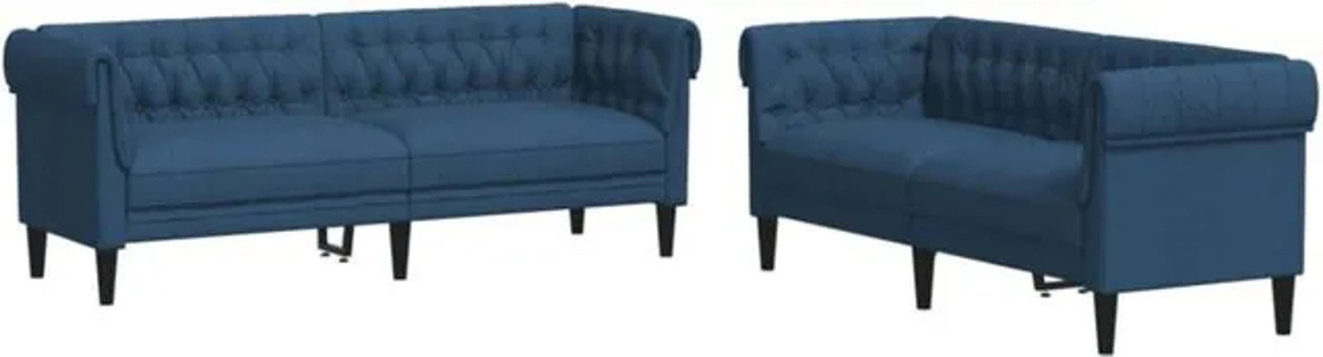 Vidaxl 2-tlg. Sofagarnitur in Blau aus Polyester-Stoff im modernen und klassischen Design - Bild 1