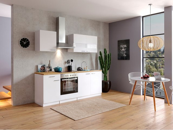 Respekta Küchenzeile KB210WWC in Weiß mit Soft-Close-Funktion, Breite: 210 cm