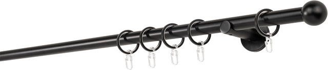 Mydeco Gardinenstange einläufig in Schwarz mit Wandträger und Endstück Ball, Durchmesser: 2 cm, Länge: 400 cm - Bild 1