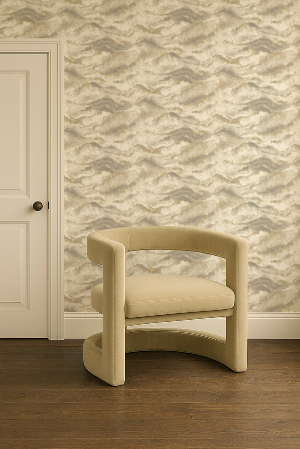 Clarke & Clarke Wallpaper Earthscape Abstract Non-Woven Tapete in Mocha mit Braun, Grau und Beige - Bild 1