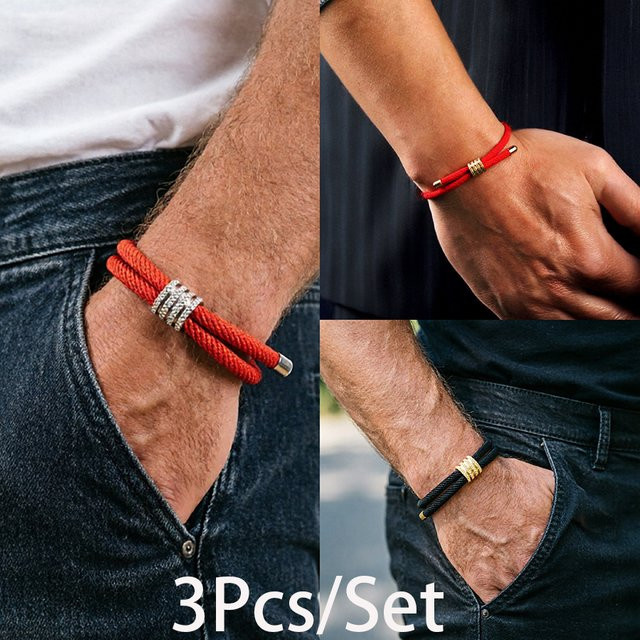 Noter Armband-Set, 3-teilig, Schwarz, Herren - Bild 1