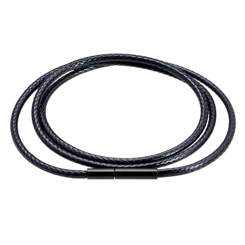 SRKASHI Halskette, schwarzes Leder, Edelstahl, Unisex - Bild 2