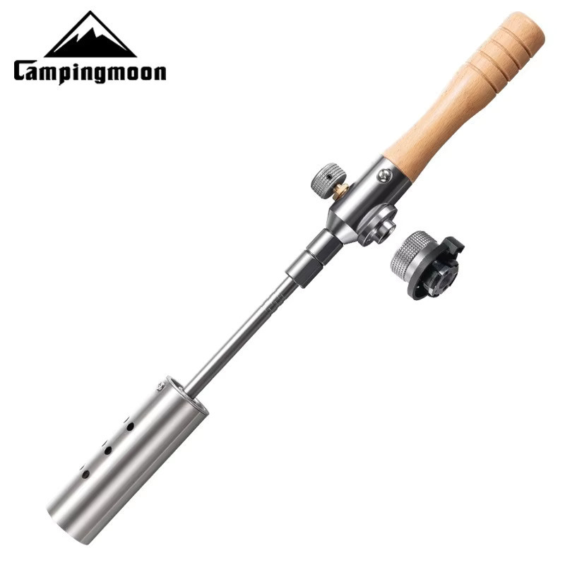 CAMPINGMOON Klassischer Gasbrenner mit Holzgriff und Zünder, 12000 kcal, abnehmbar für Camping und BBQ - Bild 2
