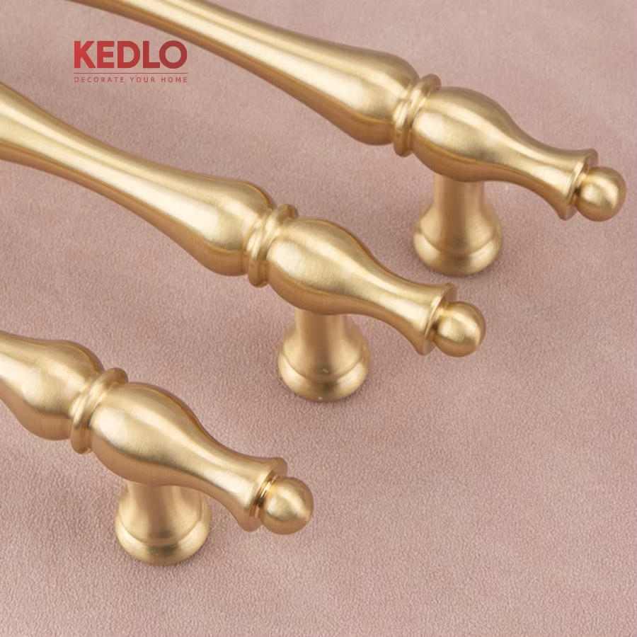 KEDLO Schubladengriff aus massivem Messing in gebürstetem Gold für Küchenschränke - Bild 2