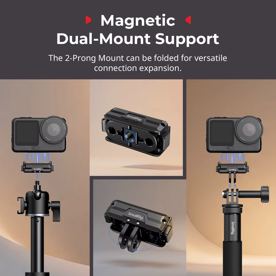 SmallRig Dual-Mount-Unterstützung mit magnetischem Schnellwechsel für DJI Osmo Action 6 und DJI Osmo Nano 5890, Schwarz - Bild 4