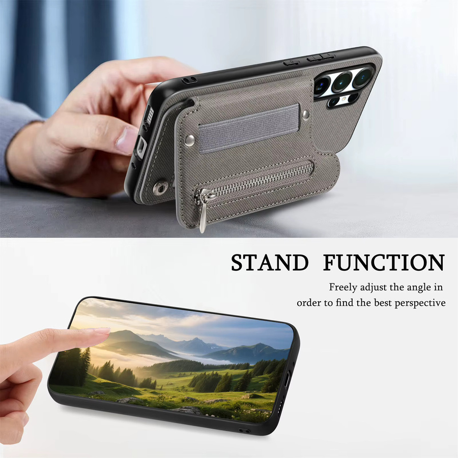 Leder-Handyhülle mit Reißverschluss, Kartenfächern und Ständerfunktion für Samsung Galaxy S26 S25 S24 S23 S22 Ultra Plus FE in Schwarz - Bild 6
