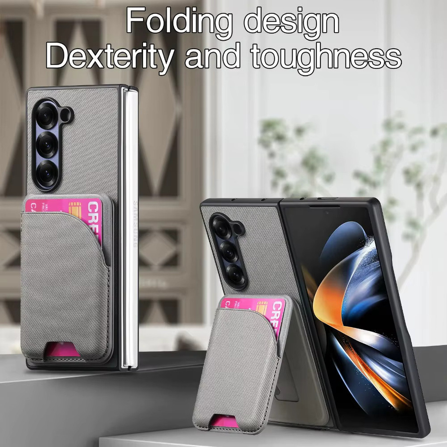 Magnetische Kartenhalter-Brieftasche aus PU-Leder für Samsung Galaxy Z Fold 7 6 5 4 3 in Grün - Bild 2