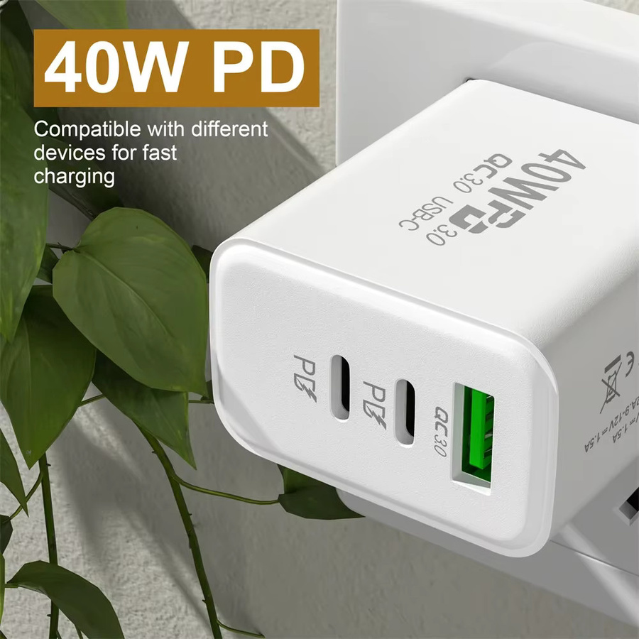 Maerknon USB-C-Ladegerät mit 40 W Power Delivery und Schnellladung 3.0 in Weiß - Bild 2