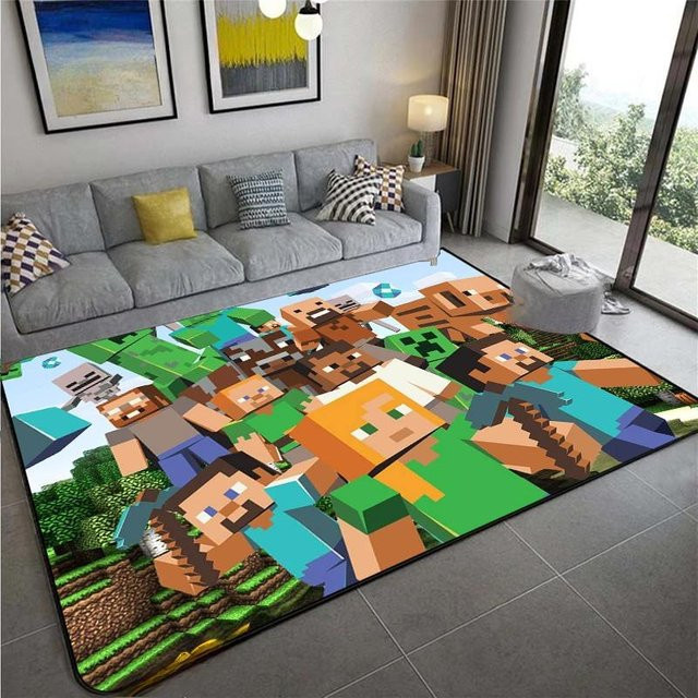 M-MINE Sandbox 3D-Spiel Teppich von Living Need Y, rutschfeste und waschbare Bodenmatte für Wohnzimmer und Schlafzimmer, B/T: 160 x 120 cm, Mehrfarbig - Bild 1