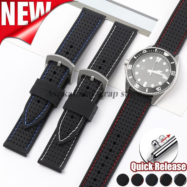 Uhrenarmband asukaband, Silikon, Schwarz, 20mm 22mm 24mm - Bild 1