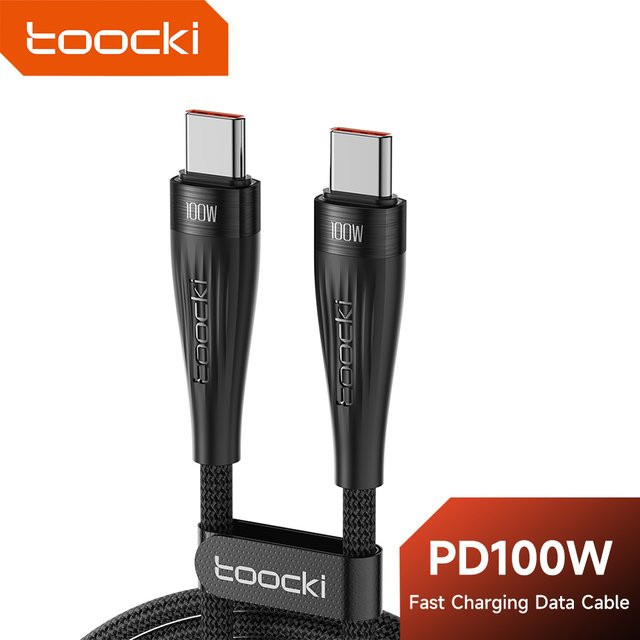 Toocki 100 W USB C auf USB C Kabel Set für PD Schnellladung, kompatibel mit iPhone 15, Samsung, OPPO, POCO und Realme, Schwarz/Grün - Bild 1