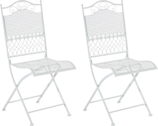 2er Set DELUKE Gartenstühle DALLAS aus Metall in Weiß, klappbare Balkonstühle für Terrasse und Garten, B/T/H: 41 x 50 x 91 cm - Bild 1