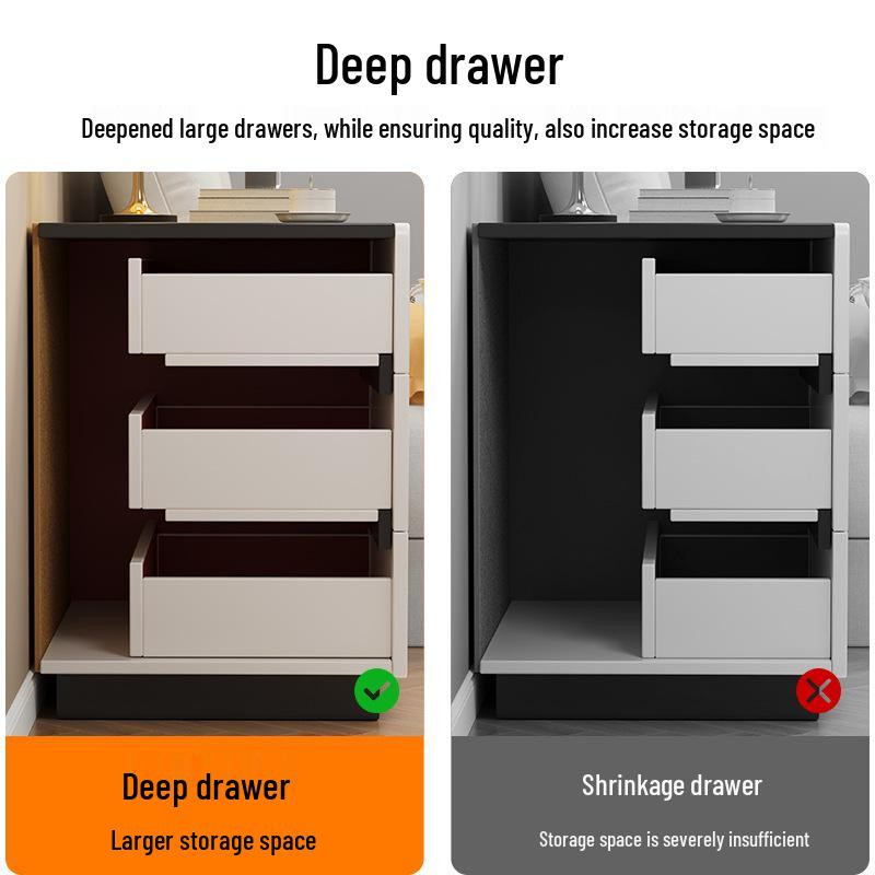 Value Vault Nachttisch im nordischen Design mit mehrschichtigen Regalen und Aufbewahrungsschubladen in modernem und schlichtem Stil - Bild 2