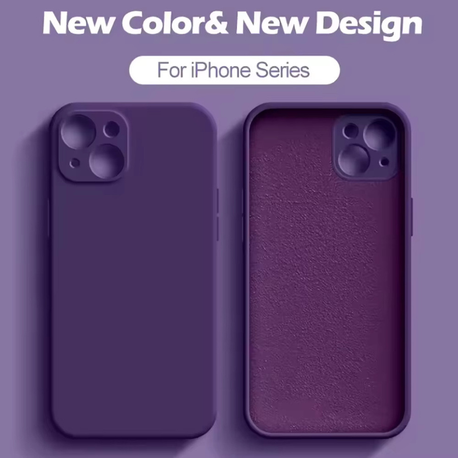 Schutzhülle aus flüssigem Silikon für iPhone 16, 15, 14, 13, 12, 11, Pro, Max, Mini, X, XS, XR, 7, 8 in Dunkelviolett - Bild 6