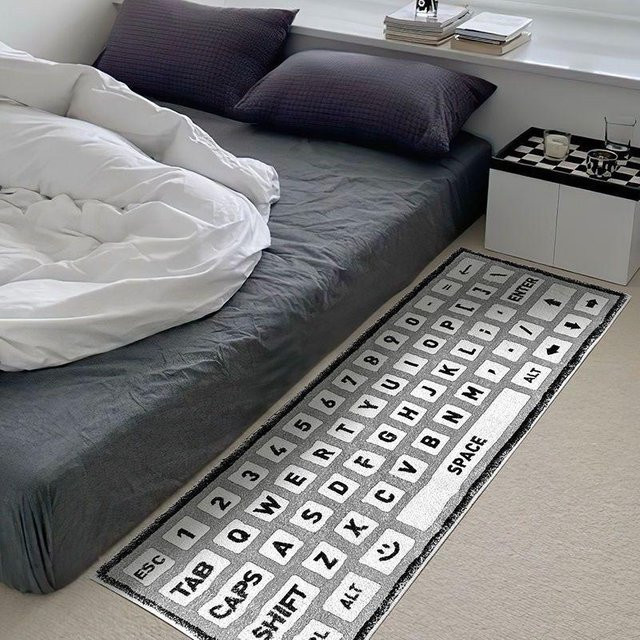 Karpetti Plüschteppich mit Tastatur-Design in Schwarz-Weiß, B/B: 60 x 160 cm - Bild 1