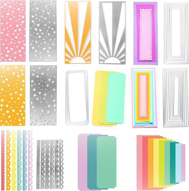 Metall-Schneidwerkzeug Set mit Rahmen, Herz, Wellen und Punkten für DIY Scrapbooking und Bastelarbeiten, Mehrfarbig - Bild 1