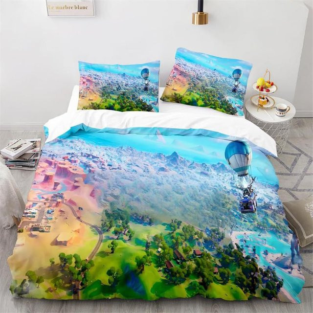 Gu Tao Fortnite Bettwäsche Set mit Bettbezug und Kissenbezügen, Mehrfarbig, B/H: 200 x 200 cm - Bild 1