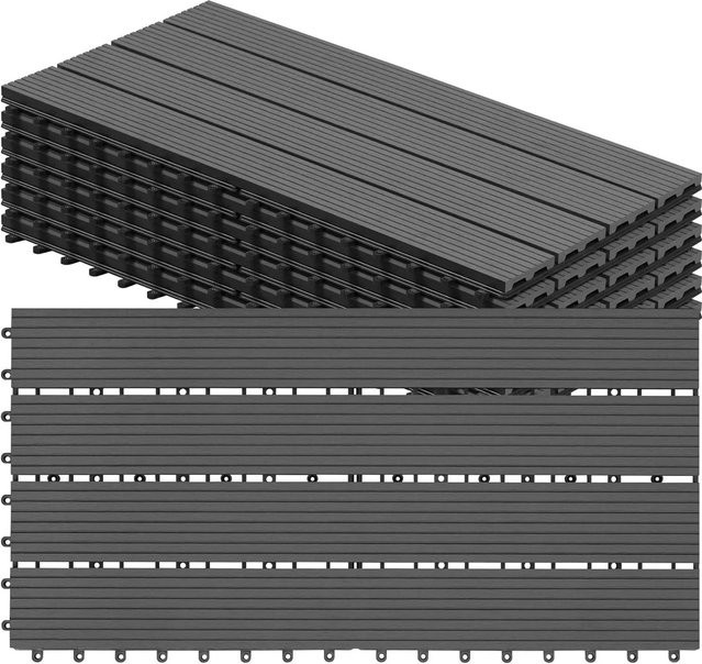 WOLTU WPC Terrassendielen in Holz-Optik, Grau, 6 Stück pro 1 m², B/T: 30 x 60 cm - Bild 1
