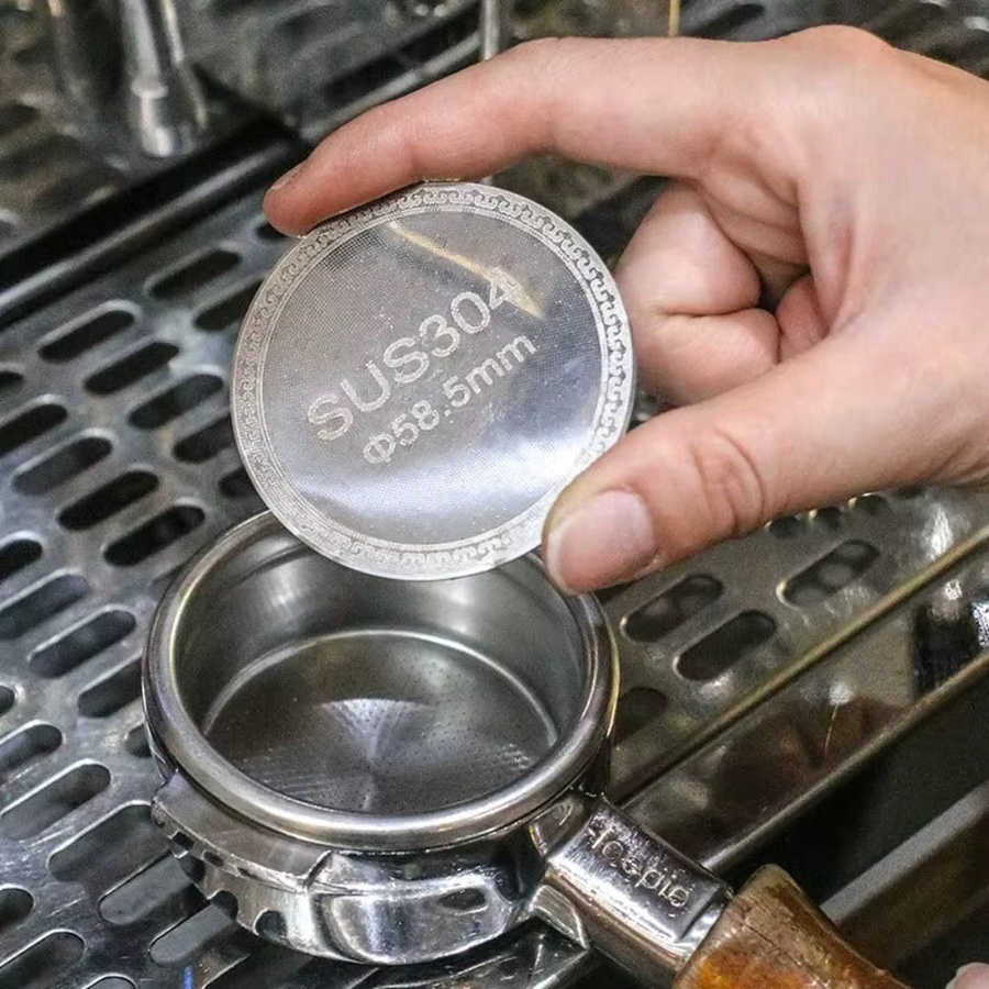 Wiederverwendbarer Espresso Kaffee Filter aus Edelstahl mit Doppelschicht, Silber, Durchmesser: 51 mm / 53 mm / 58,5 mm - Bild 4