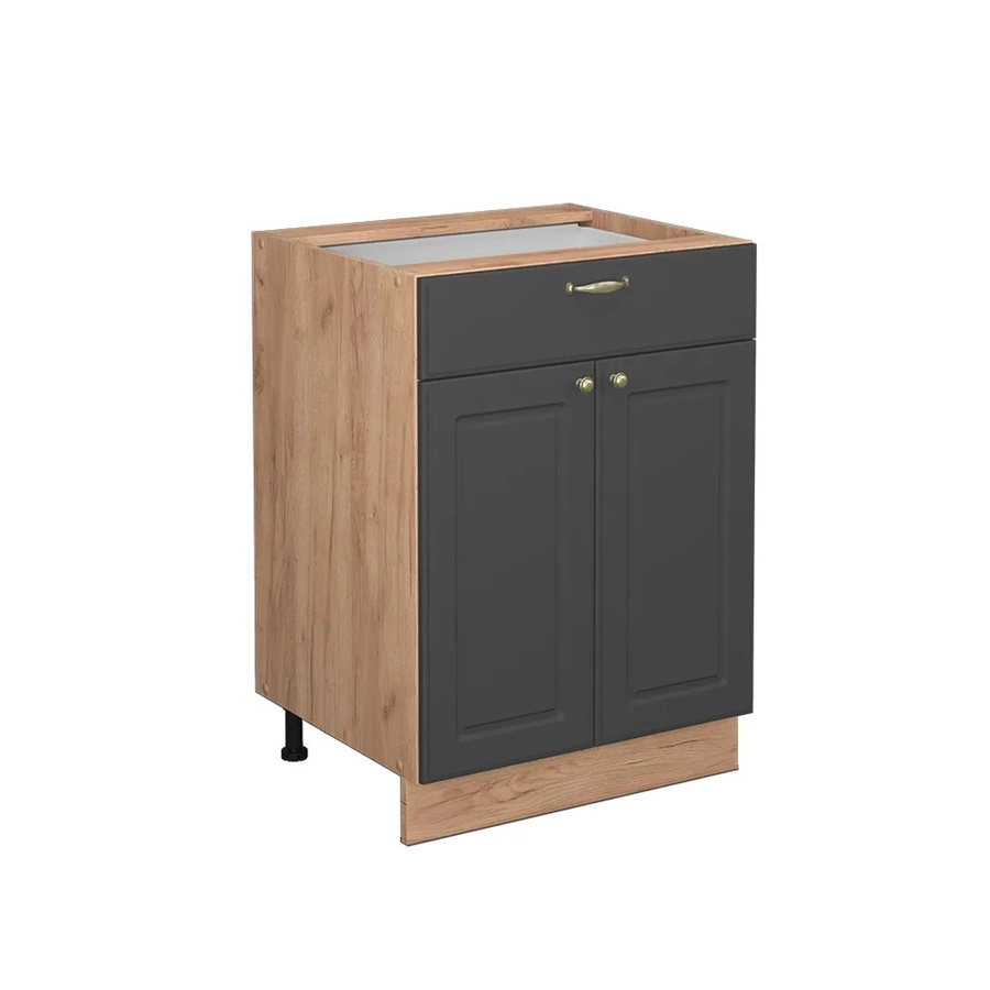 Vicco Küchenunterschrank Fame-Line Landhaus Eiche Anthrazit-Gold mit Schublade und Drehtür Breite: 60 cm - Bild 3