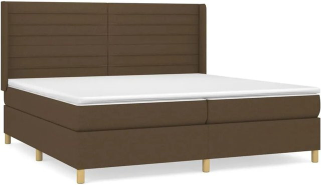 vidaXL Boxspringbett Hybrid mit Matratze und Kopfteil in Braun, B/T/H: 203 x 203 x 118 cm - Bild 1